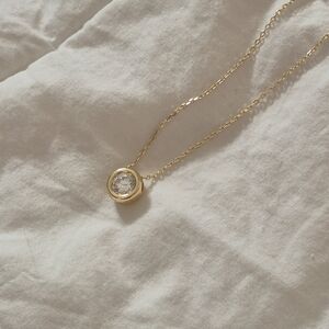 925 Gold Vermeil Moissanite  Solitaire Bazel Pendant Necklace